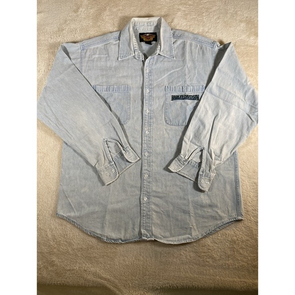 Harley-Davidson Other - Harley Davidson Men's XL Long Sleeve Vintage Button Up Denim Shirt